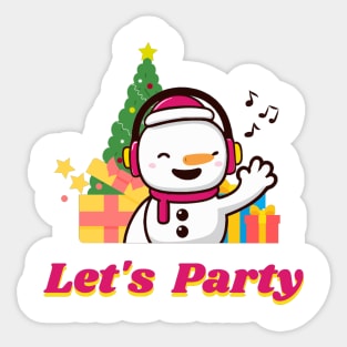 Christmas Party Snowman Sticker